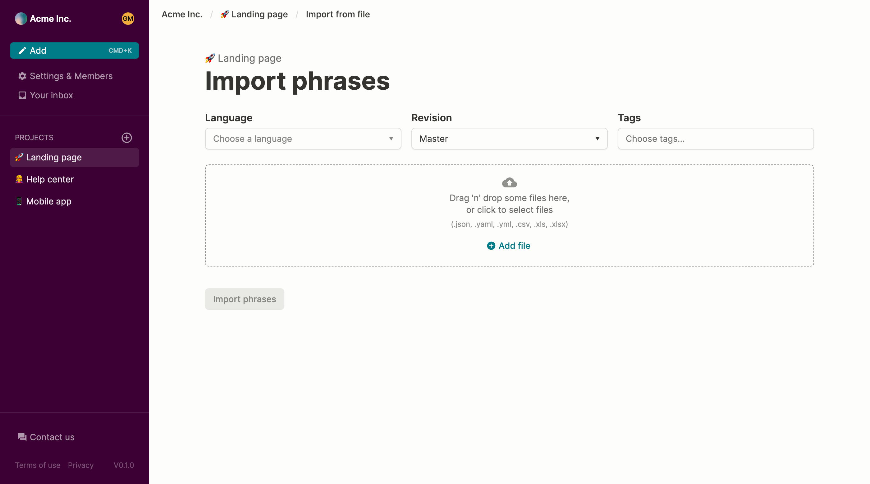 Import translations from static files like JSON & YAML